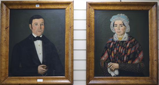 Rarizza Portraits of a husband and wife 67 x 54cm, in original walnut frames